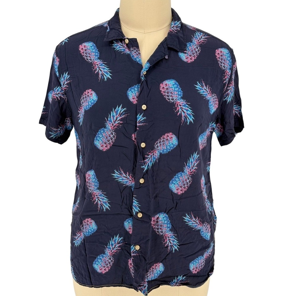 Surfside Supply Button Down Shirt Navy Pineapple 100% Rayon 2XL - Picture 1 of 7